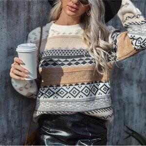 Geometric Fair Isle Knit Sweater